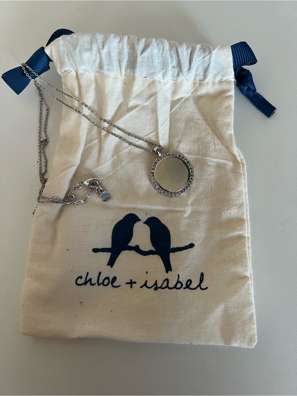 Chloe + Isabel Silver Pave Round Pendant Necklace